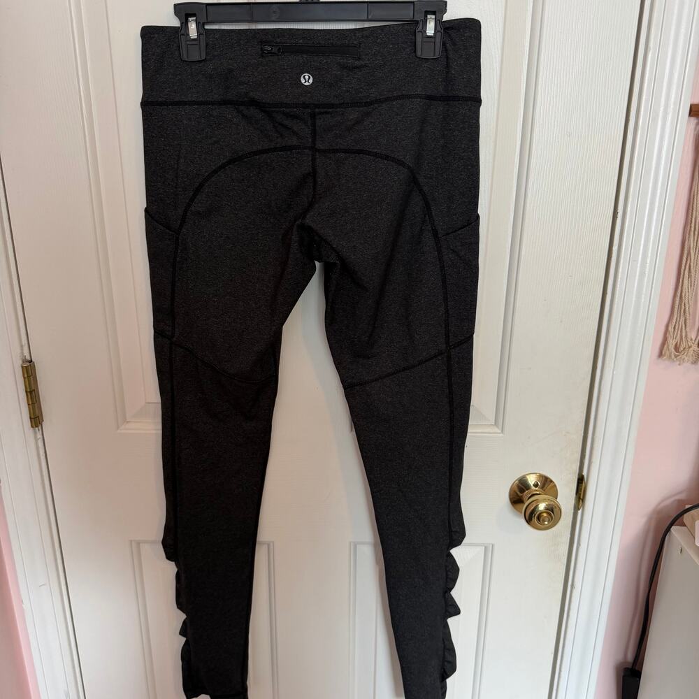 Lululemon Dark Gray Ruched Bottom Leggings with Pockets and Zipper Women's 8